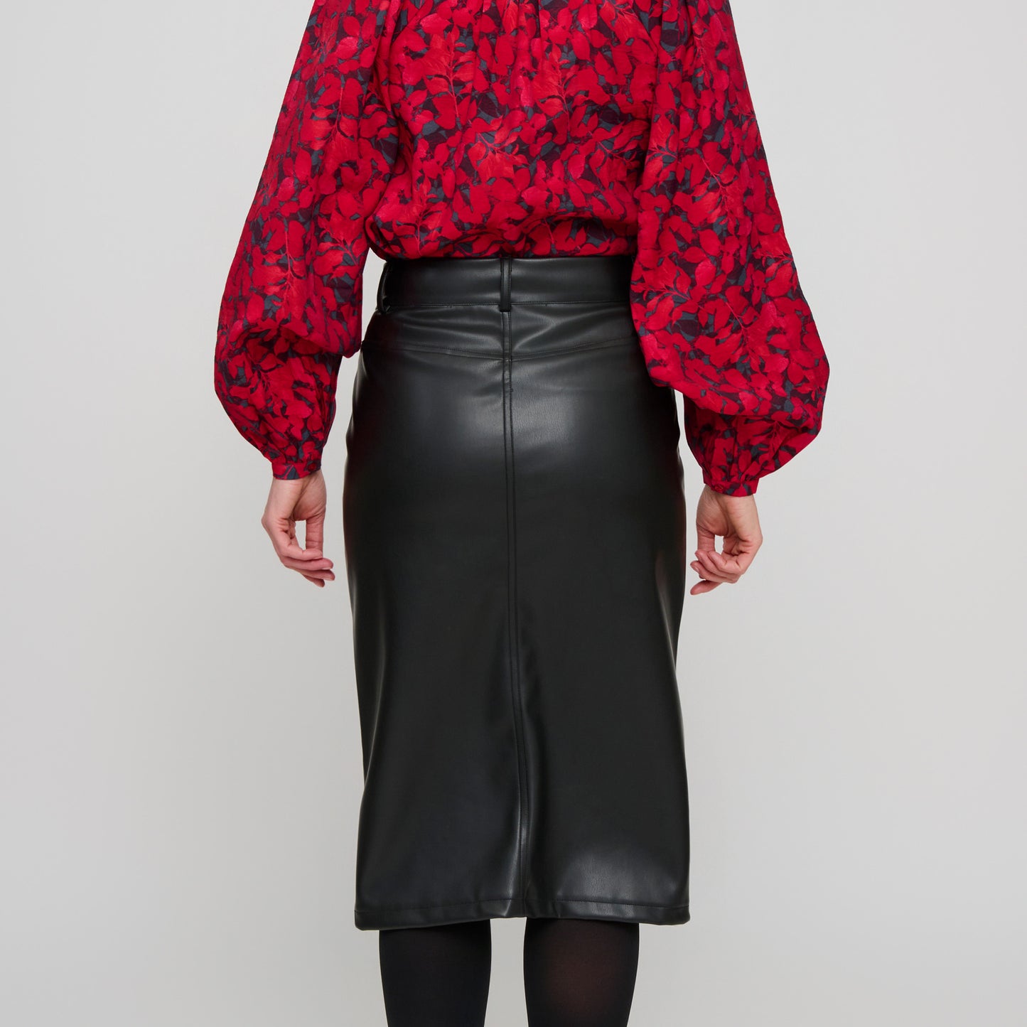 Corinne Vegan Leather Midi Skirt