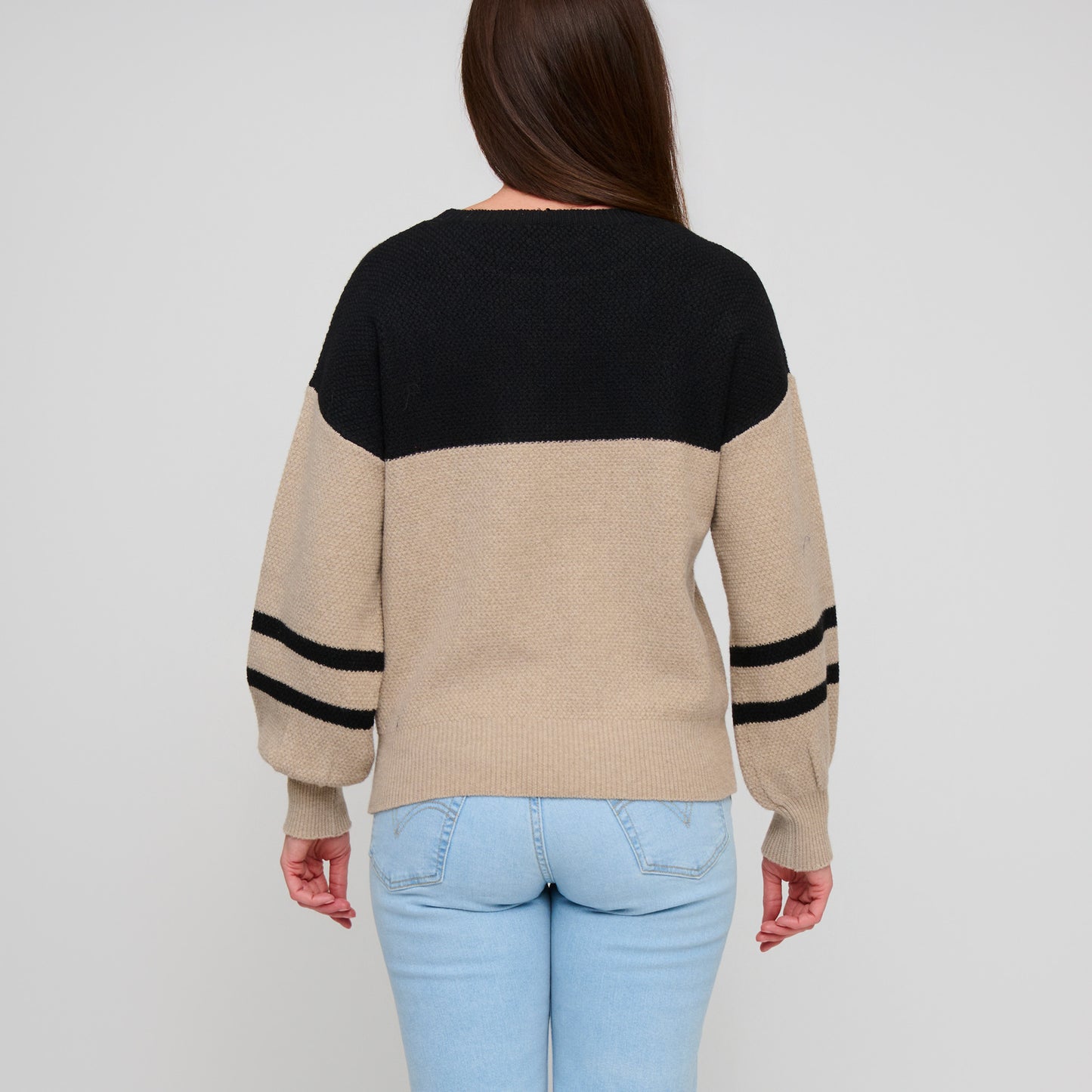 Hayley Color Block Balloon Sleeve Sweater