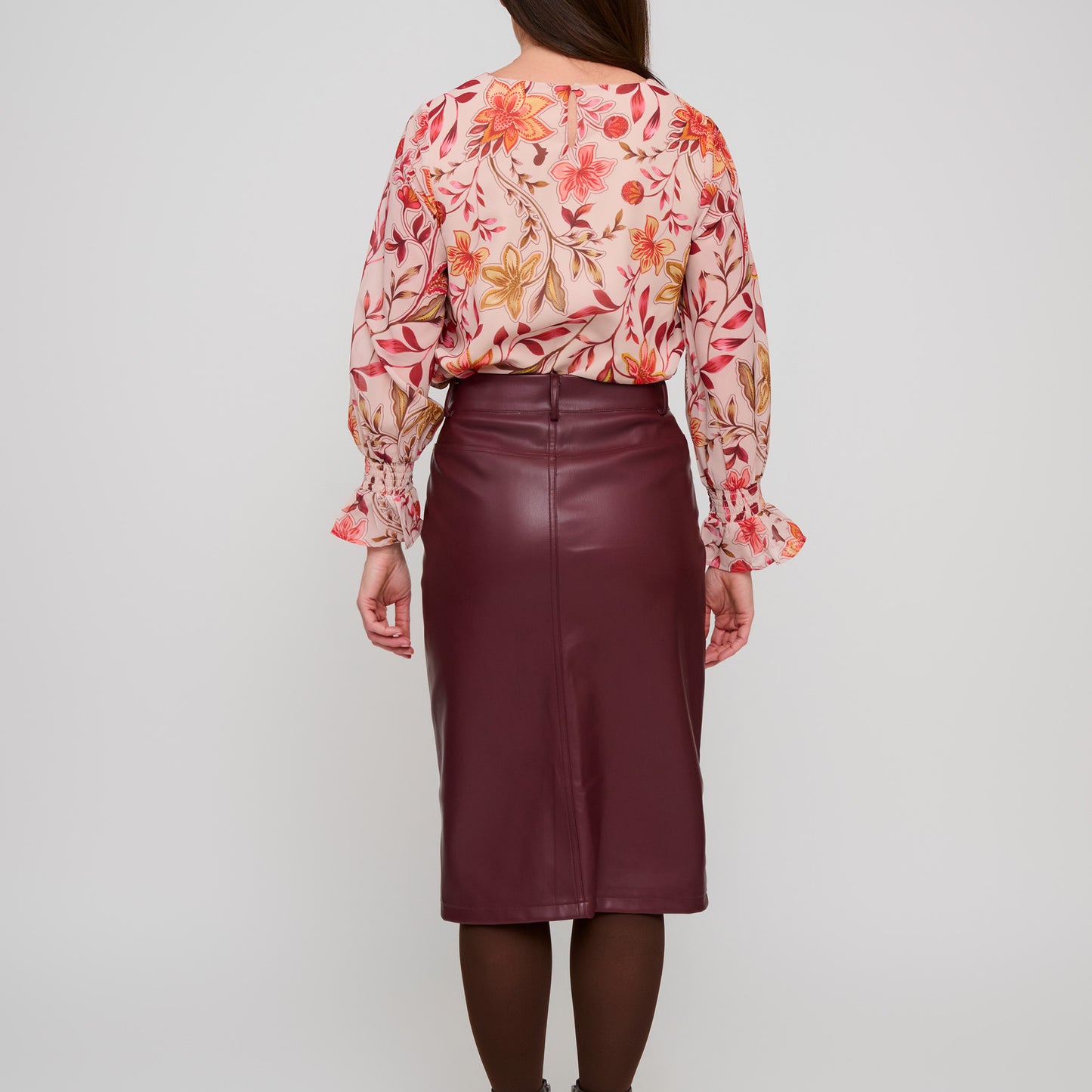 Corinne Vegan Leather Midi Skirt