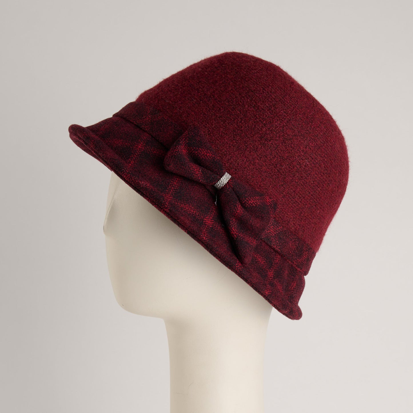 Calista Plaid Bow Cloche Hat