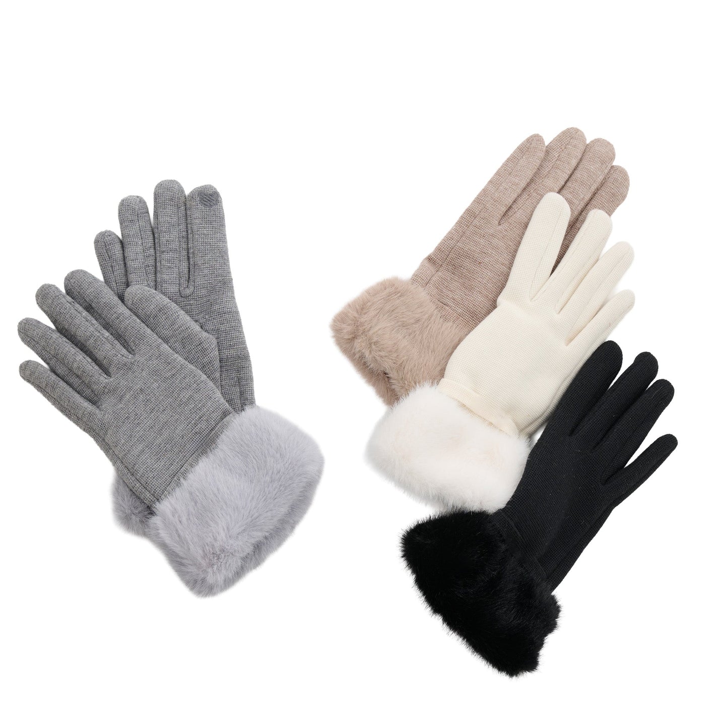 8 Piece Jemme Faux Fur Trim Knit Glove Assortment