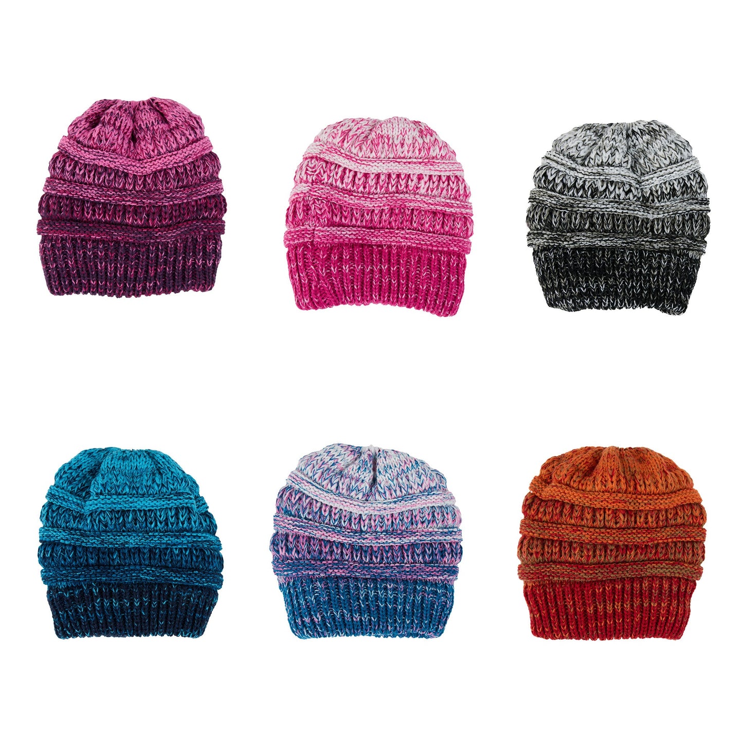 12 Piece Hadley Ombre Crochet Knit Beanie Assortment