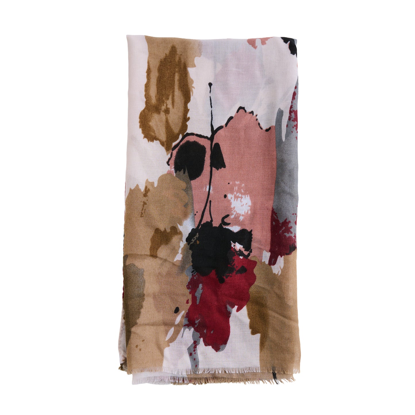 Laurel Abstract Floral Raw Edge Lightweight Scarf