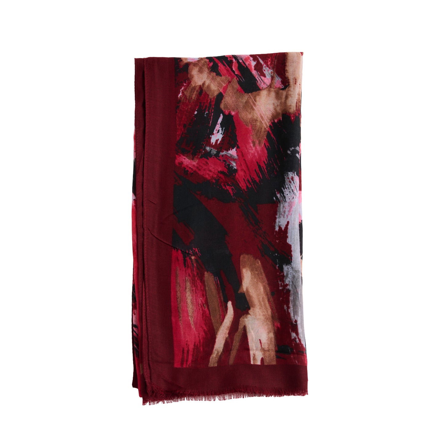Raya Abstract Brush Stroke Raw Edge Lightweight Scarf