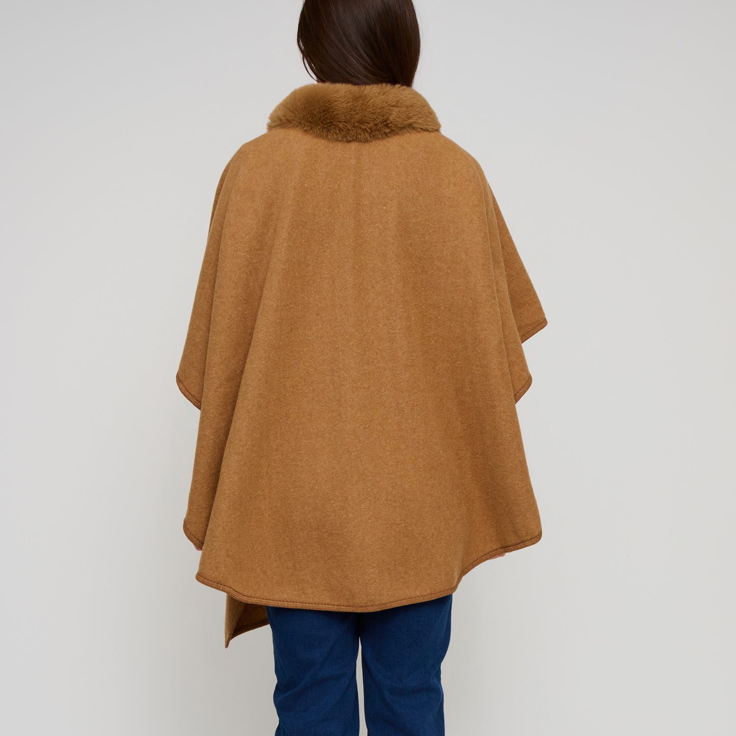 Kelsie Faux Fur Collar Open Front Wrap