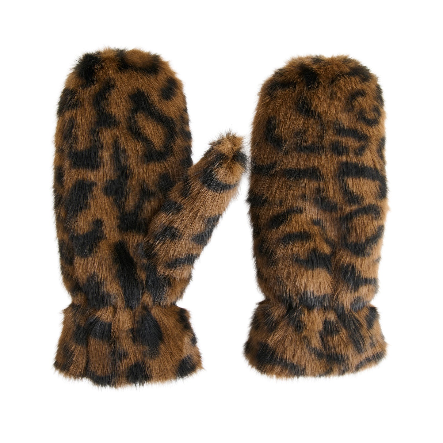 Roxy Leopard Print Faux Fur Mittens