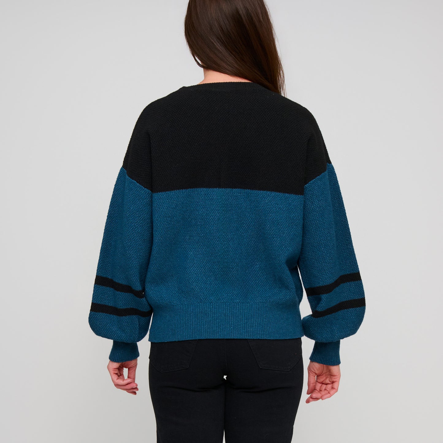 Hayley Color Block Balloon Sleeve Sweater
