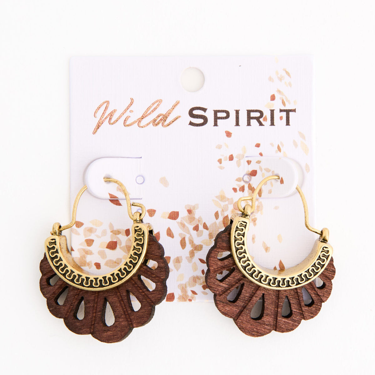 Wild Spirit Carved Wooden Hoop Earrings