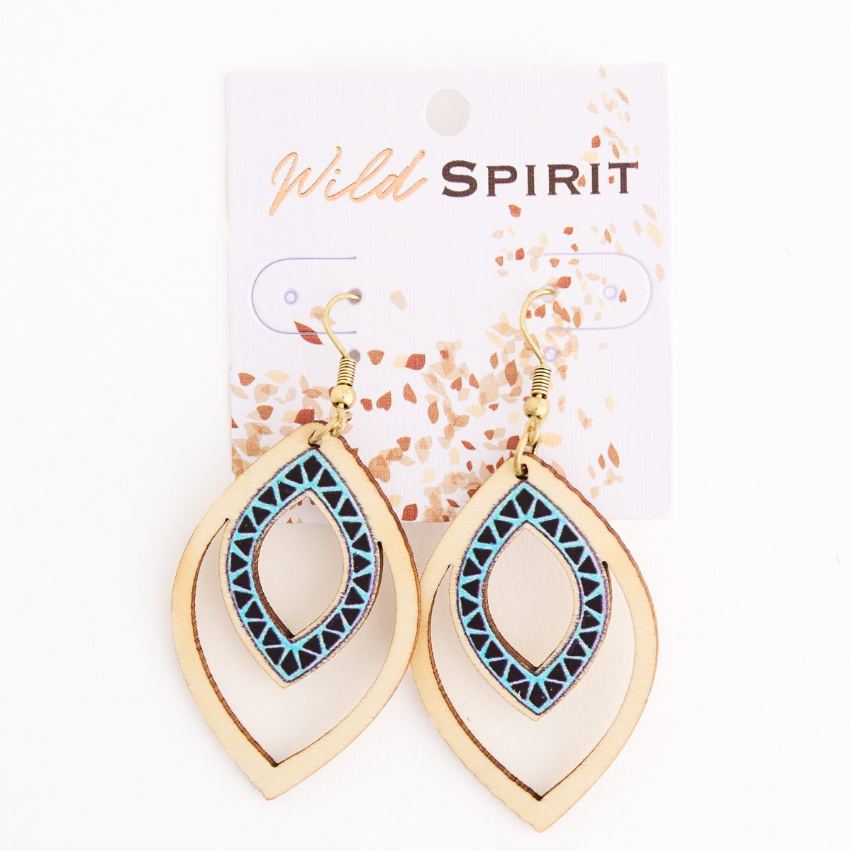 Wild Spirit Wooden Open Teardrop Earrings