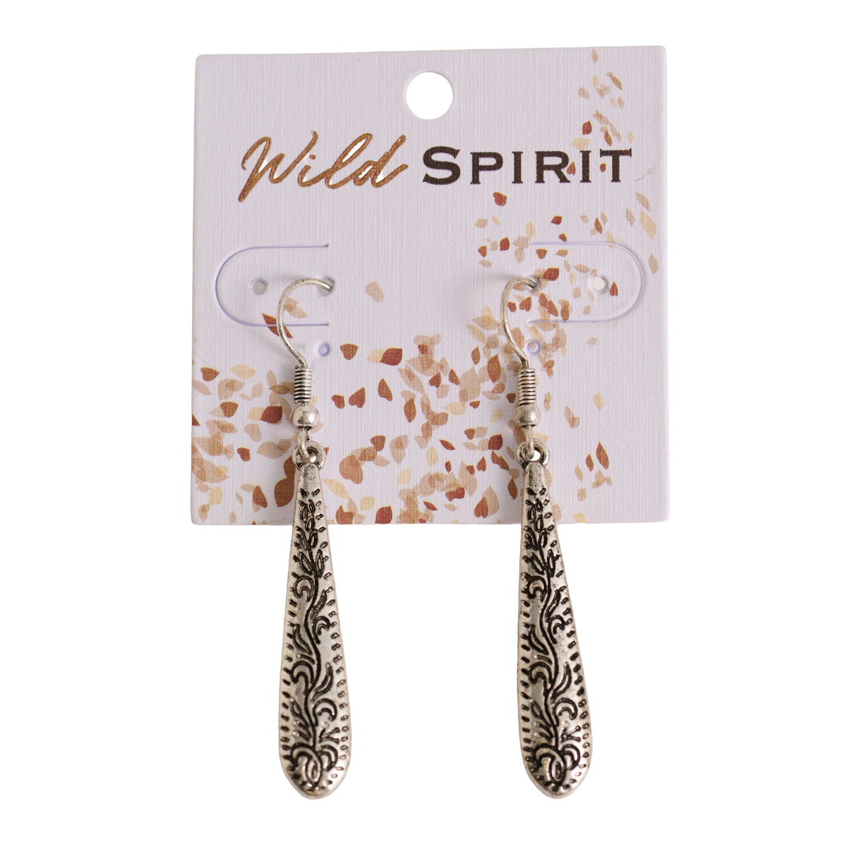 Wild Spirit Engraved Tapered Metal Earrings