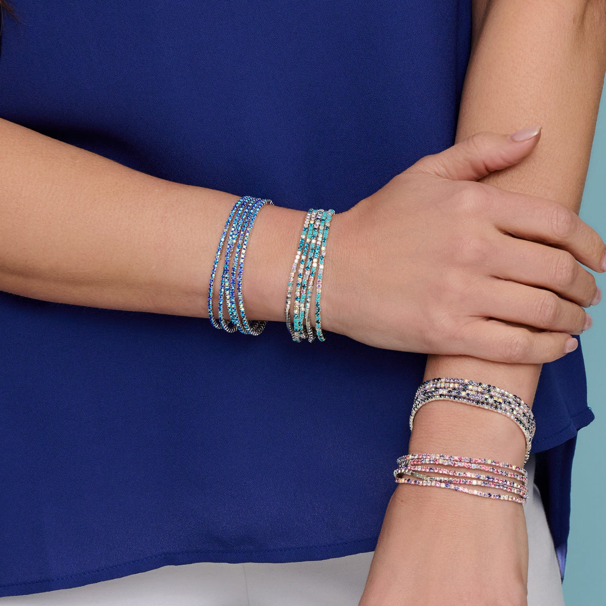 Avery Multi Row Rhinestone Stretch Bracelet