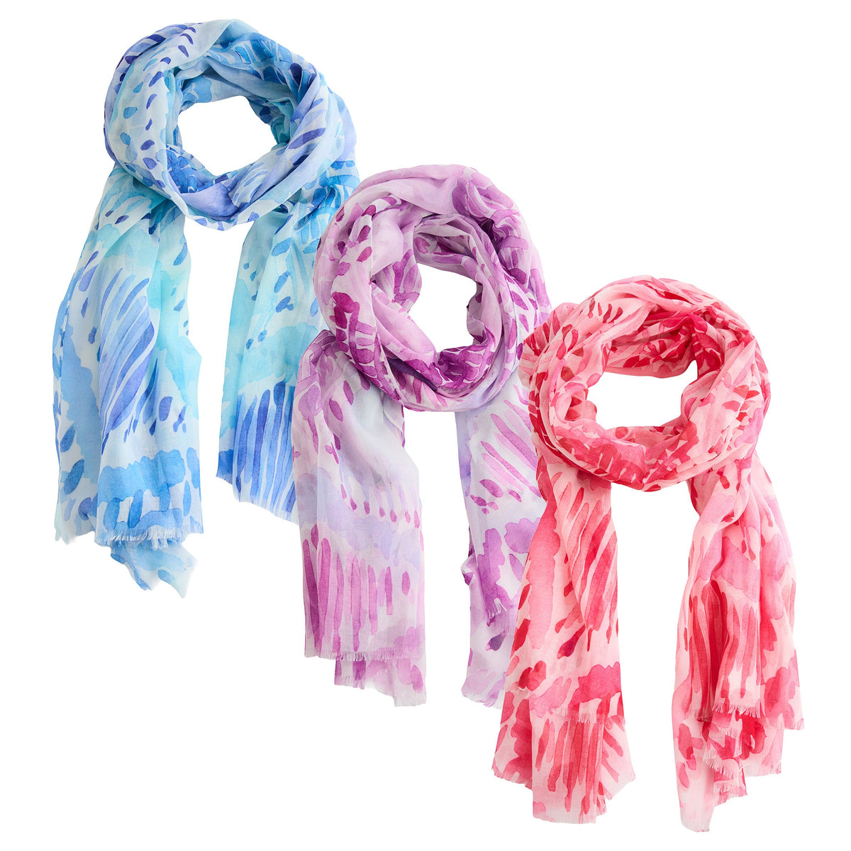 6 Piece Calypso Watercolor Mandala Print Lightweight Scarf Assortment