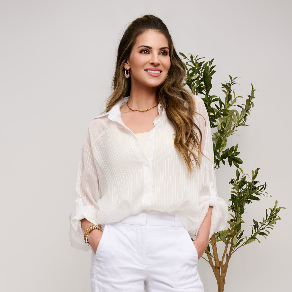 Mila Sheer Button Up Top