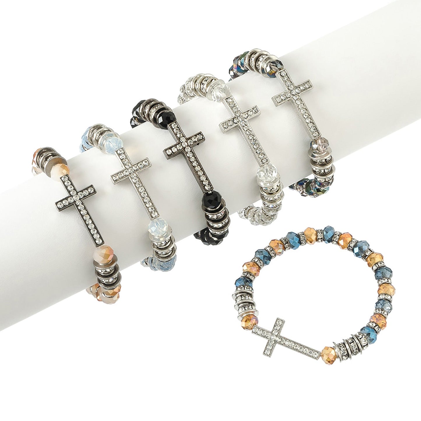 Stone Cross & Facet Bead Brace