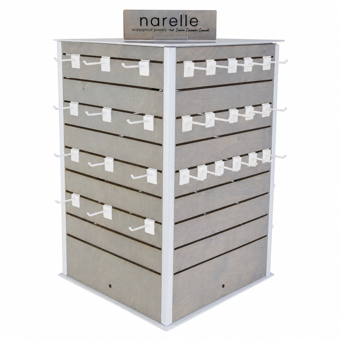 Four Sided Spinner Display with Removable Hooks
