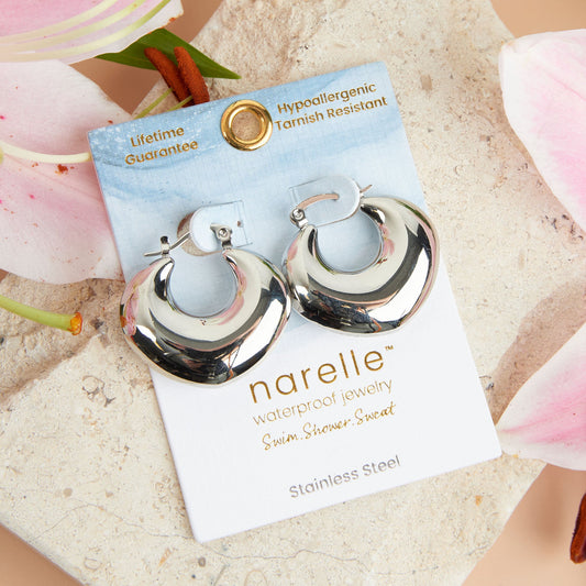 Narelle Waterproof Round Geo Hoop Earrings