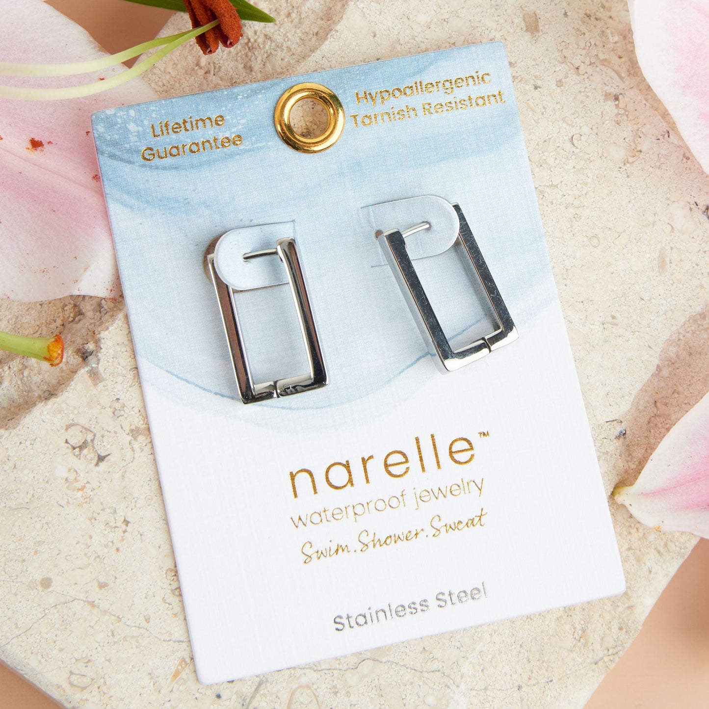 Narelle Waterproof Rectangle Hoop Earrings