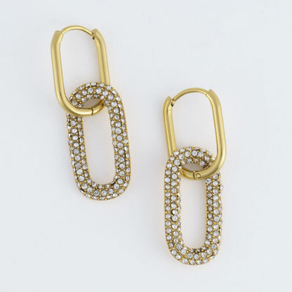 Narelle Waterproof Pave Linked Hoop Earrings