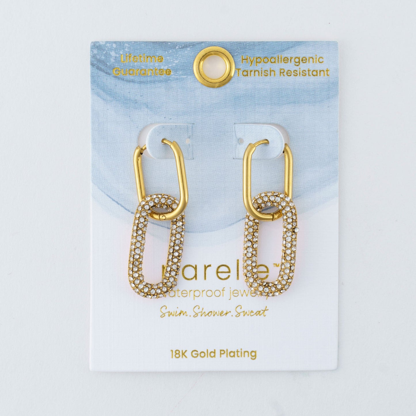 Narelle Waterproof Pave Linked Hoop Earrings