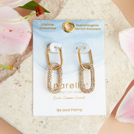 Narelle Waterproof Pave Linked Hoop Earrings