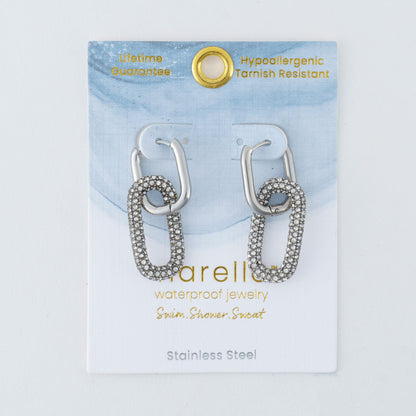 Narelle Waterproof Pave Linked Hoop Earrings