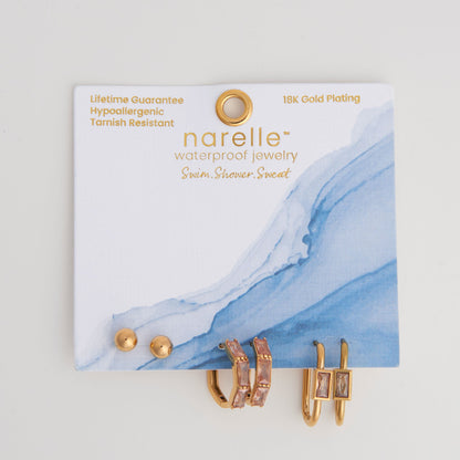 Narelle Waterproof Rectangle Hoop Earring Trio