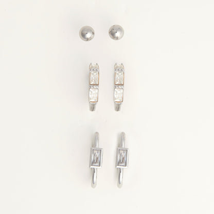 Narelle Waterproof Rectangle Hoop Earring Trio