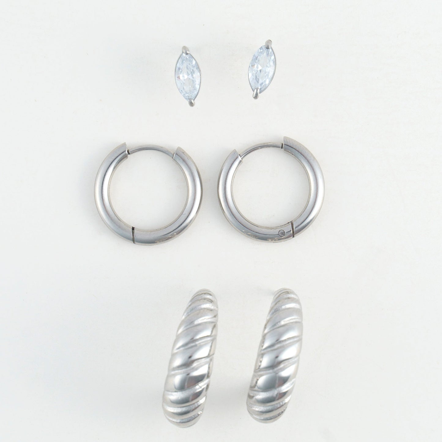 Narelle Waterproof Half Moon Hoop Earring Trio