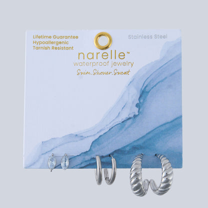 Narelle Waterproof Half Moon Hoop Earring Trio