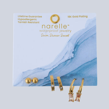 Narelle Waterproof Charm Hoop Earring Trio