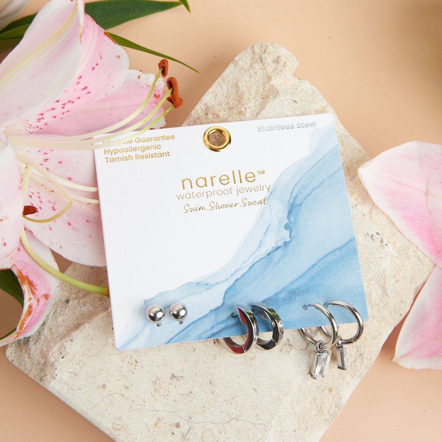 Narelle Waterproof Charm Hoop Earring Trio