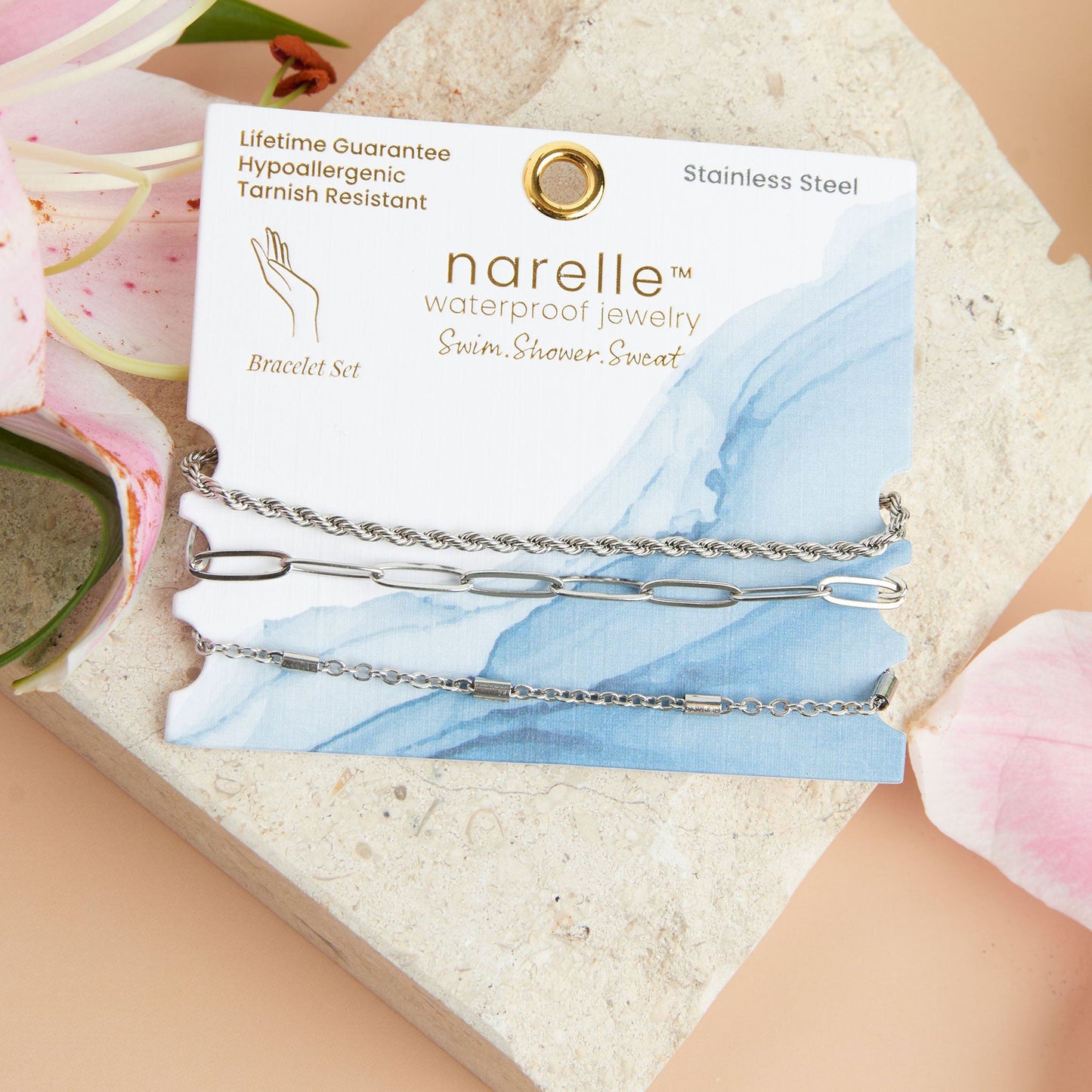 Narelle Waterproof Twisted Chain Bracelet Set