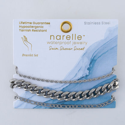 Narelle Waterproof Figaro Chain Bracelet Set