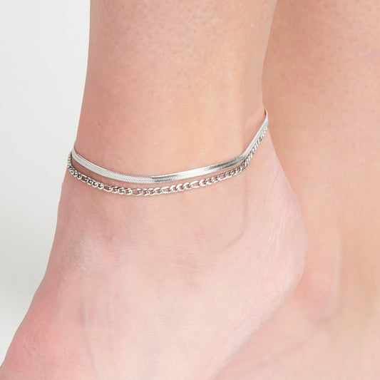 Narelle Waterproof Multi Row  Snake Chain Anklet