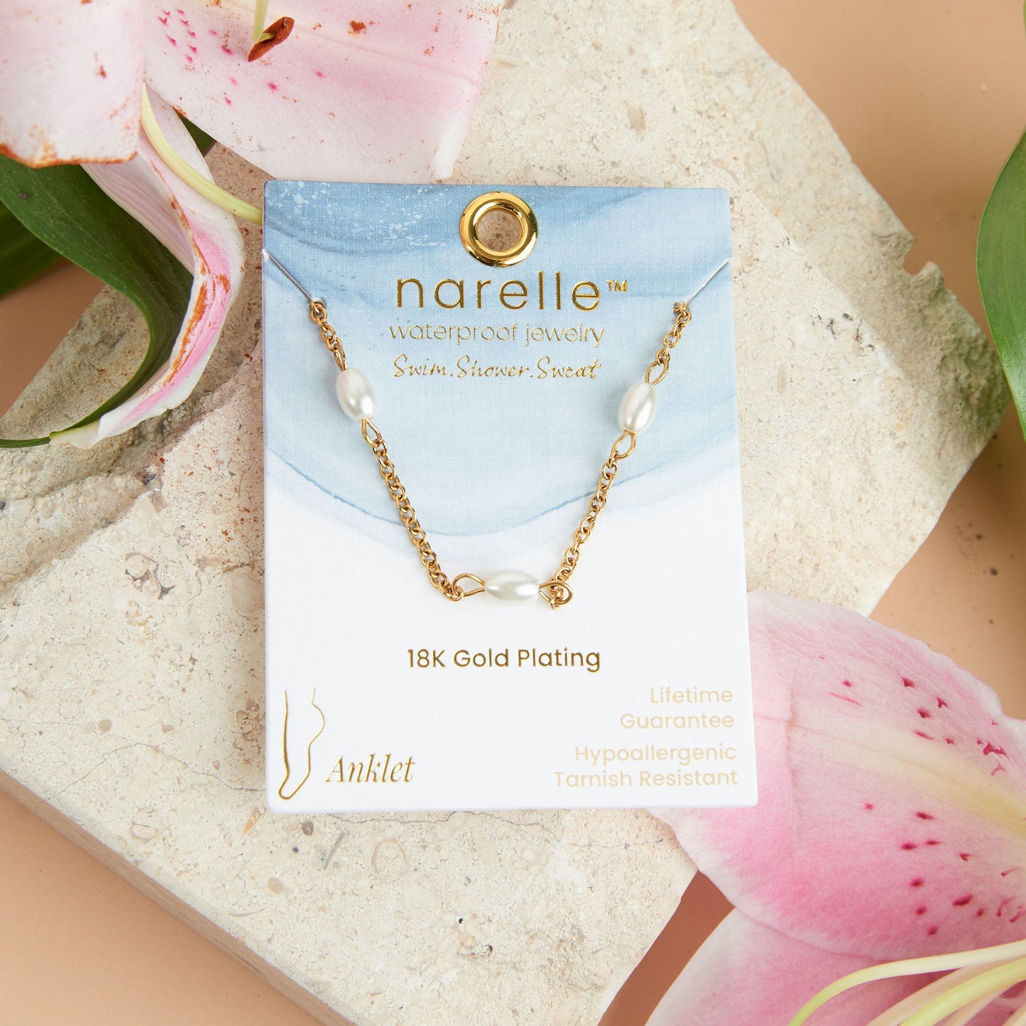 Narelle Waterproof Pearl Anklet