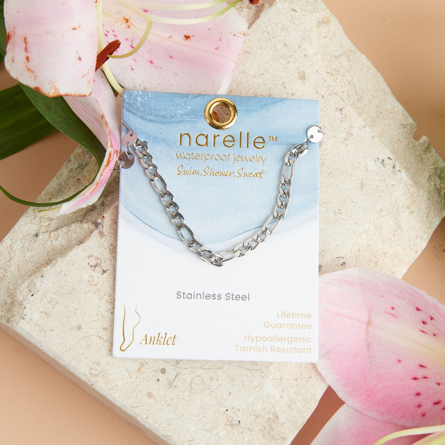 Narelle Waterproof Multi Row Figaro Chain Anklet