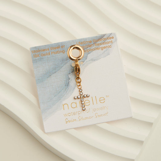 Narelle Waterproof Pave Cross Charm