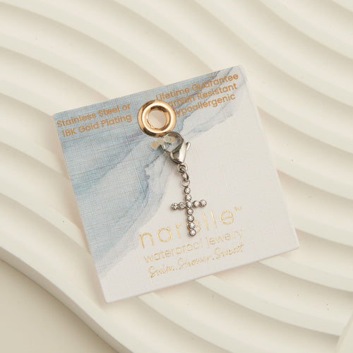 Narelle Waterproof Pave Cross Charm