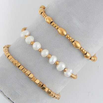 Narelle Waterproof Multi Genuine Pearl Stretch Bracelet Set
