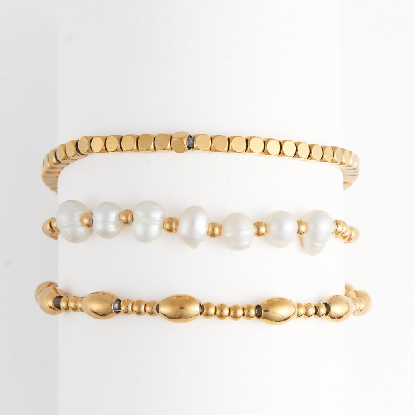 Narelle Waterproof Multi Genuine Pearl Stretch Bracelet Set