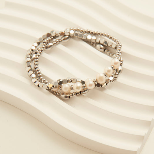 Narelle Waterproof Multi Genuine Pearl Stretch Bracelet Set