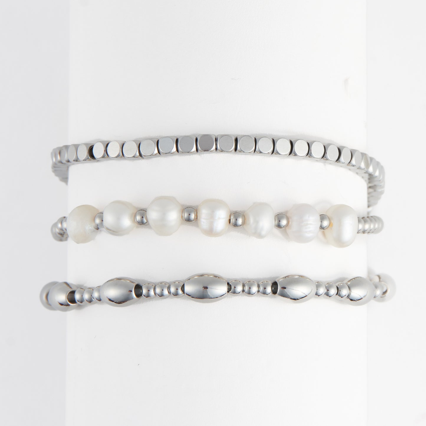 Narelle Waterproof Multi Genuine Pearl Stretch Bracelet Set