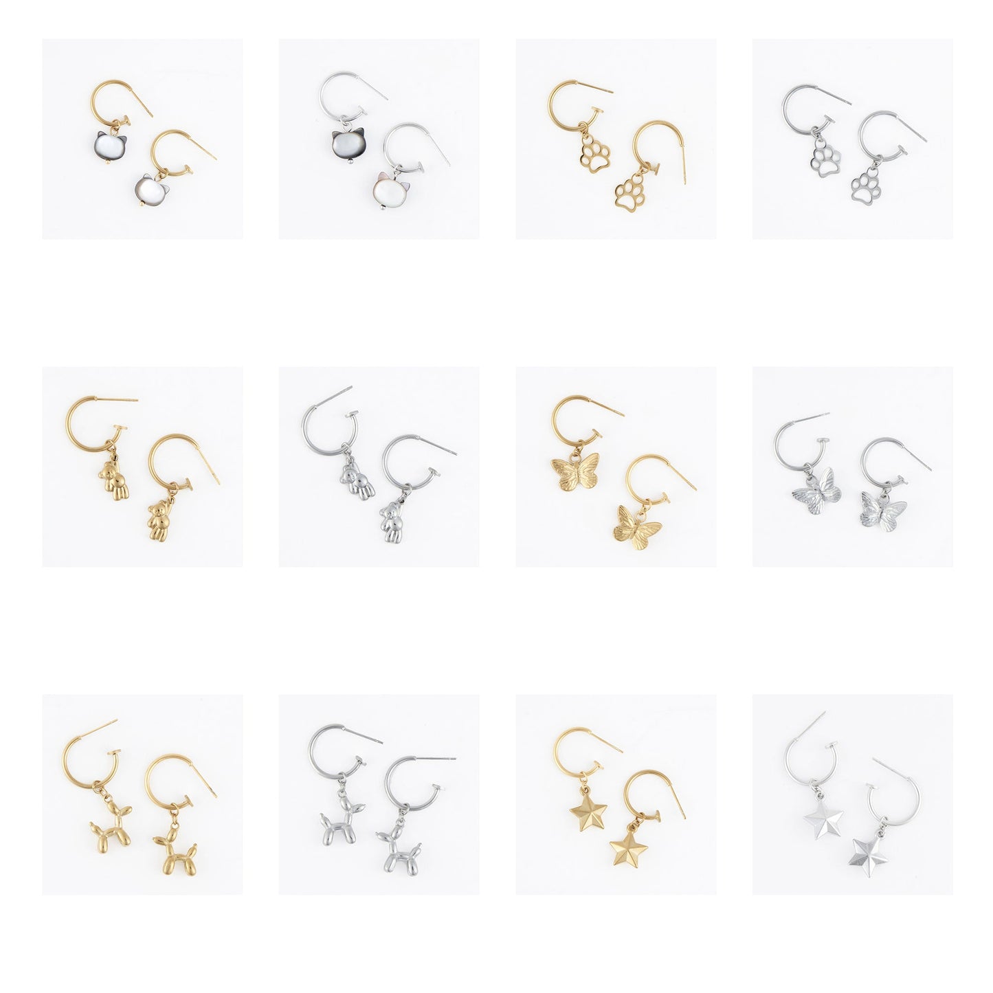 24 Piece Narelle Waterproof Charm C-Hoop Earring Assortment