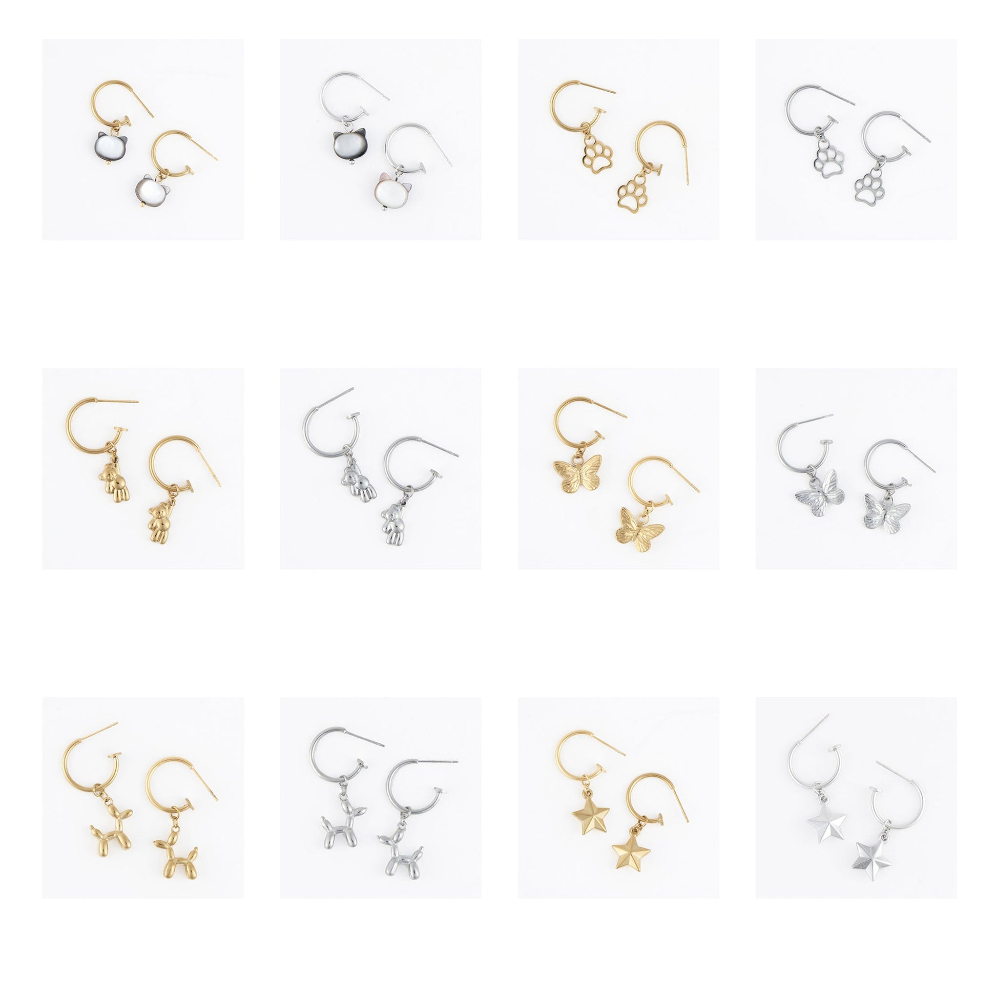24 Piece Narelle Waterproof Charm C-Hoop Earring Assortment