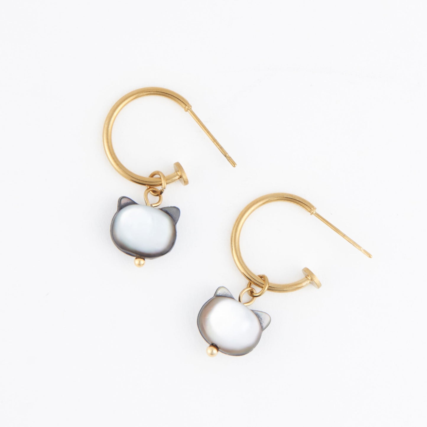 Narelle Waterproof Cat Charm C Hoop Earrings