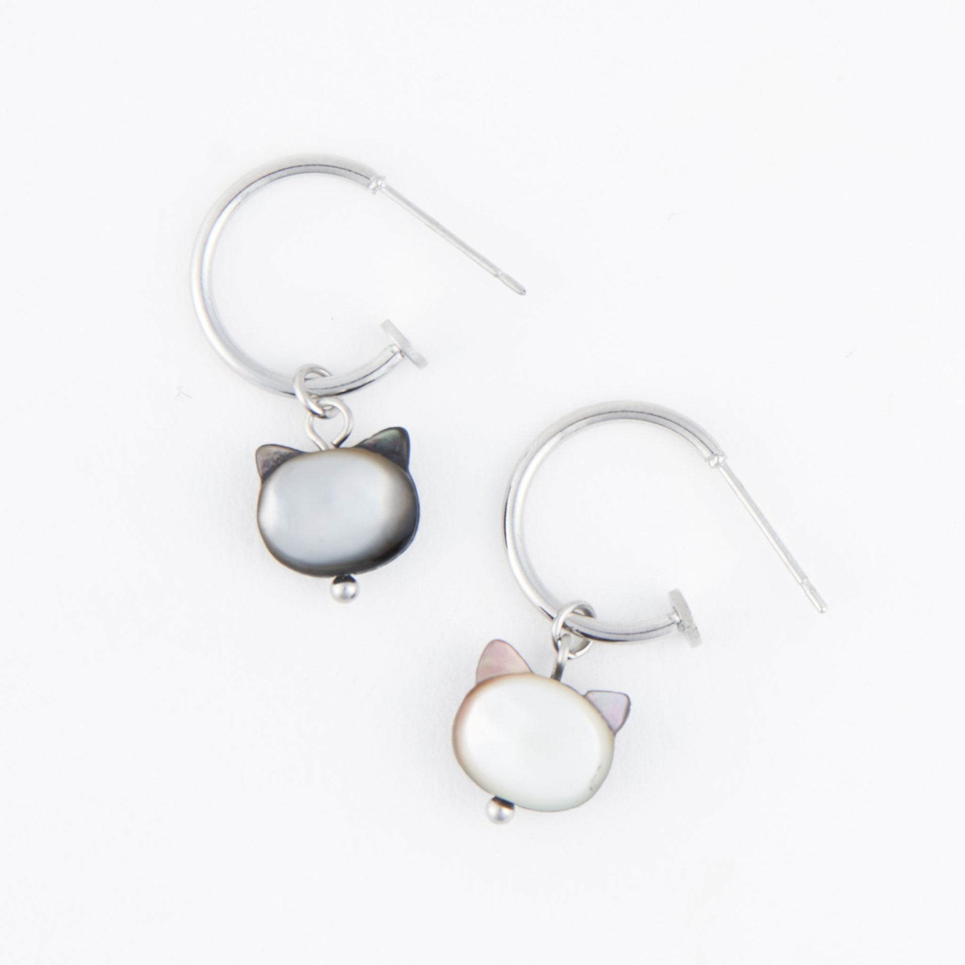 Narelle Waterproof Cat Charm C Hoop Earrings