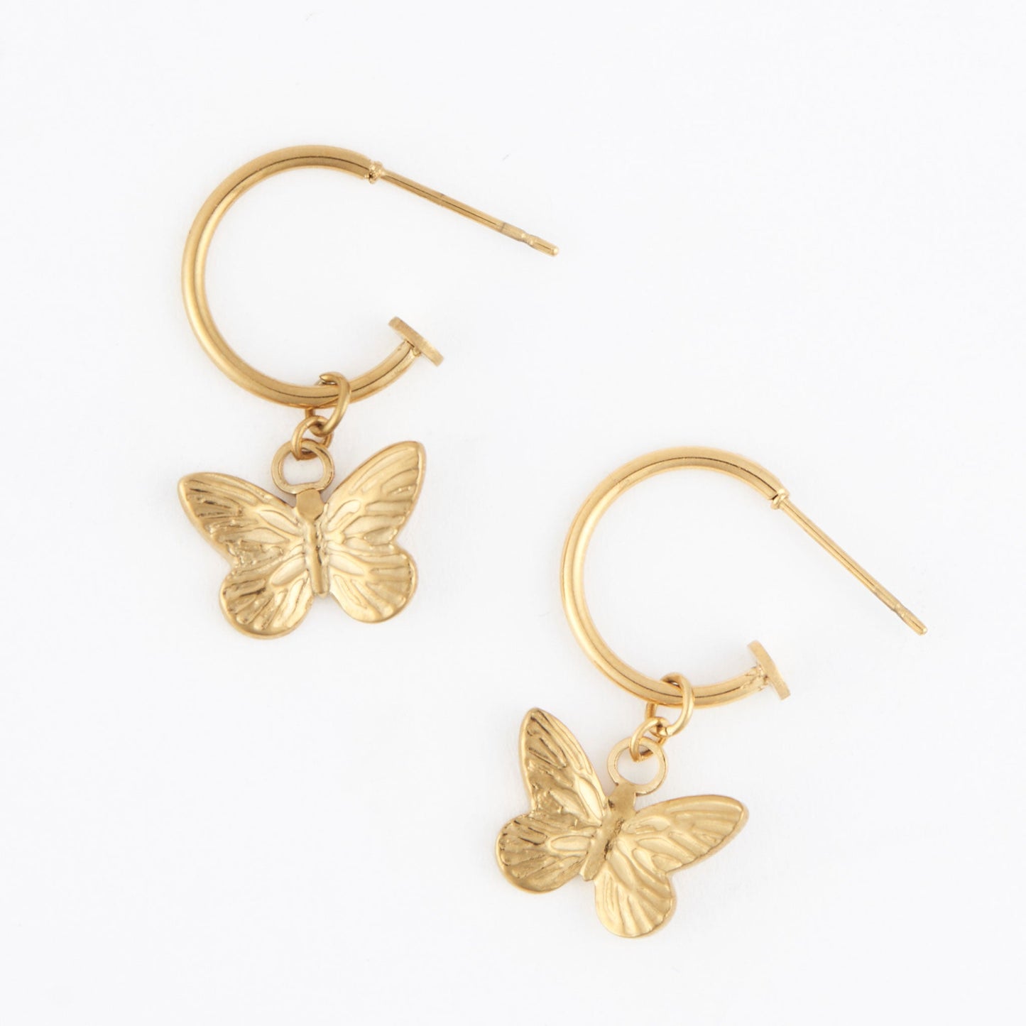 Narelle Waterproof Butterfly Charm C Hoop Earrings