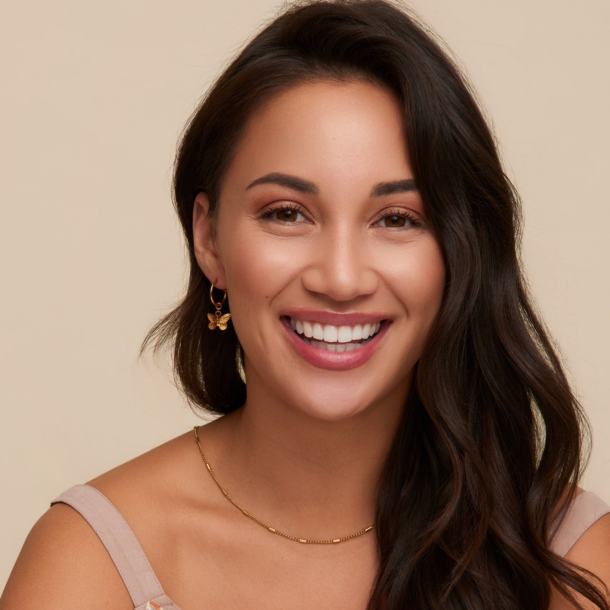 Narelle Waterproof Butterfly Charm C Hoop Earrings