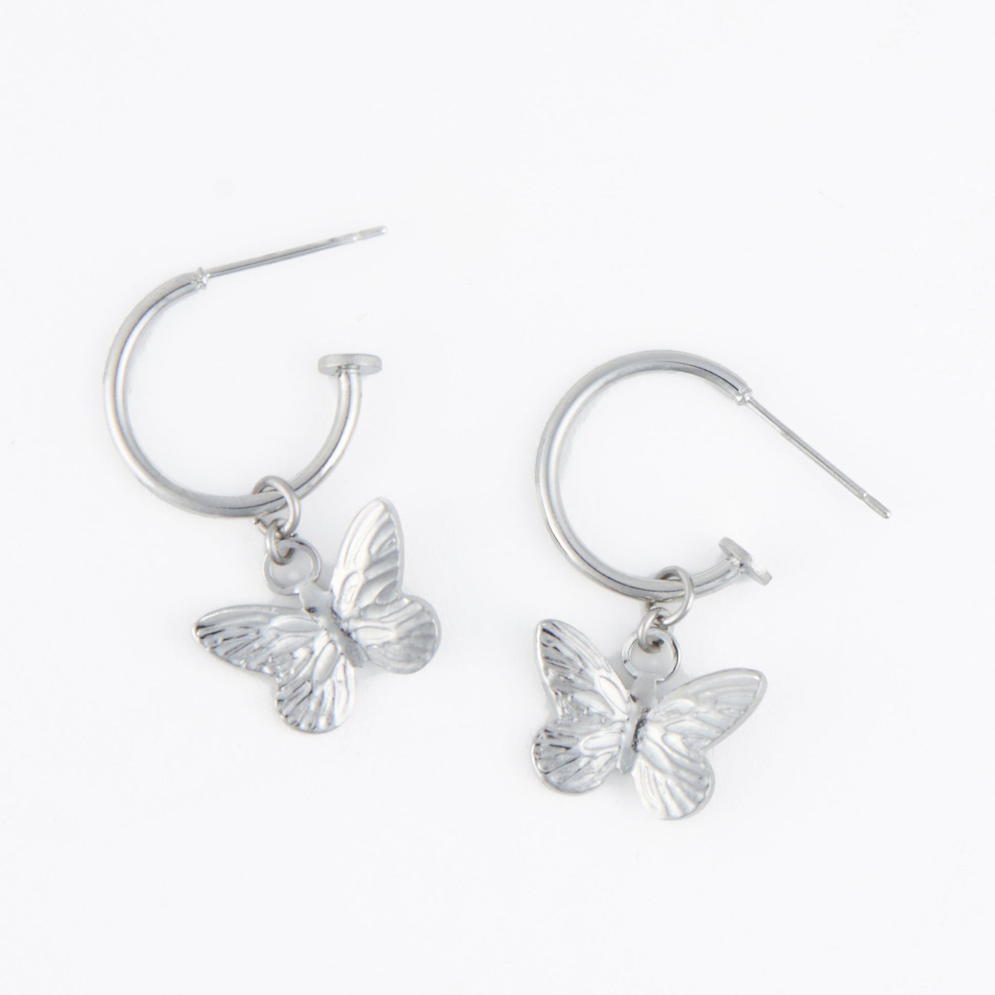 Narelle Waterproof Butterfly Charm C Hoop Earrings