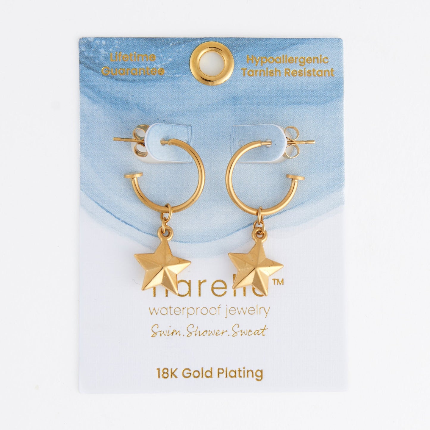 Narelle Waterproof Star Charm C Hoop Earrings
